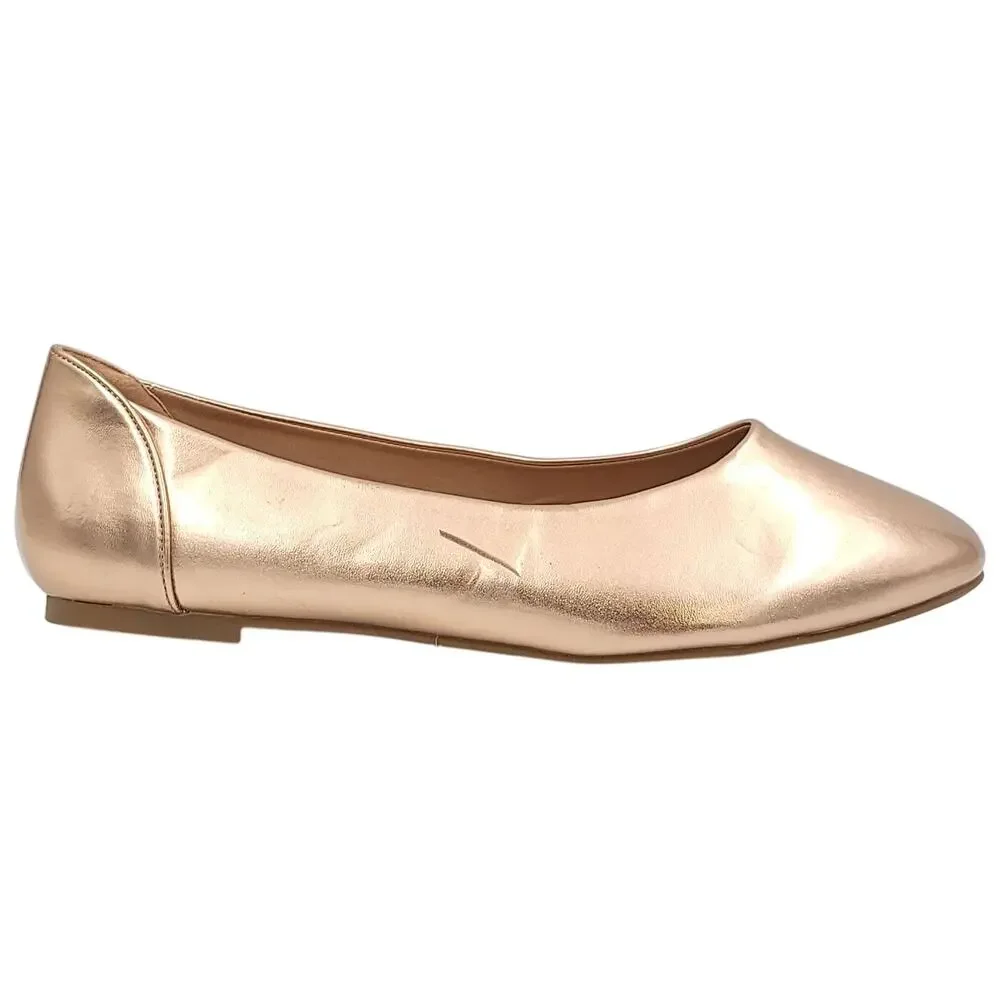Journee Collection Women Kavn Ballet Flats Size US 10W Rose Gold Faux Leather